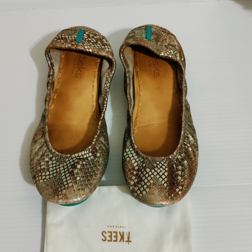 Tieks Wild Copper Flats Metallic gold copper design